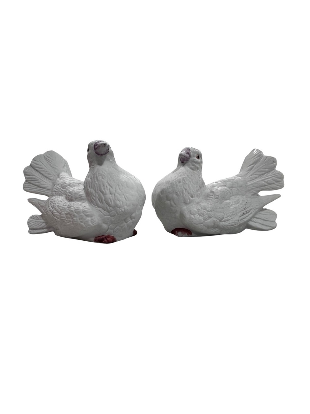 Vintage White Porcelain Birds Doves
